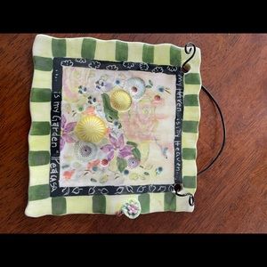 Porcelain hanging plate “my haven is my heaven is my garden”